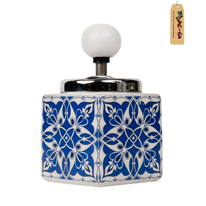 Blue Flower Vacuum Ashtray 5 Inches