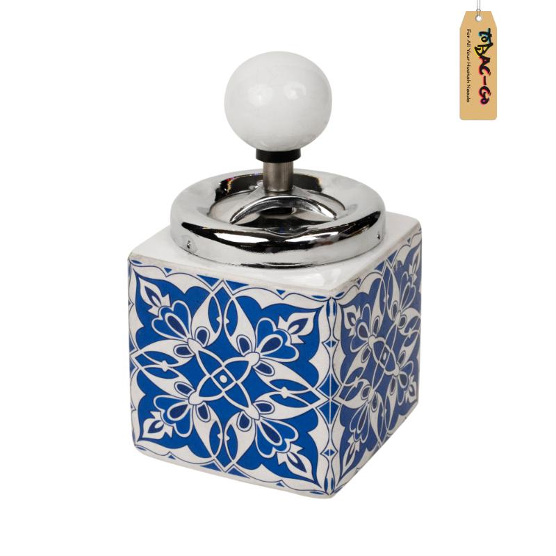 Blue Flower Vacuum Ashtray 5 Inches