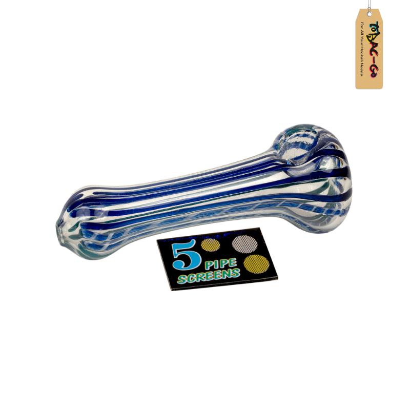 Smoking Glass Pipe + Filter Screens Combo Blue